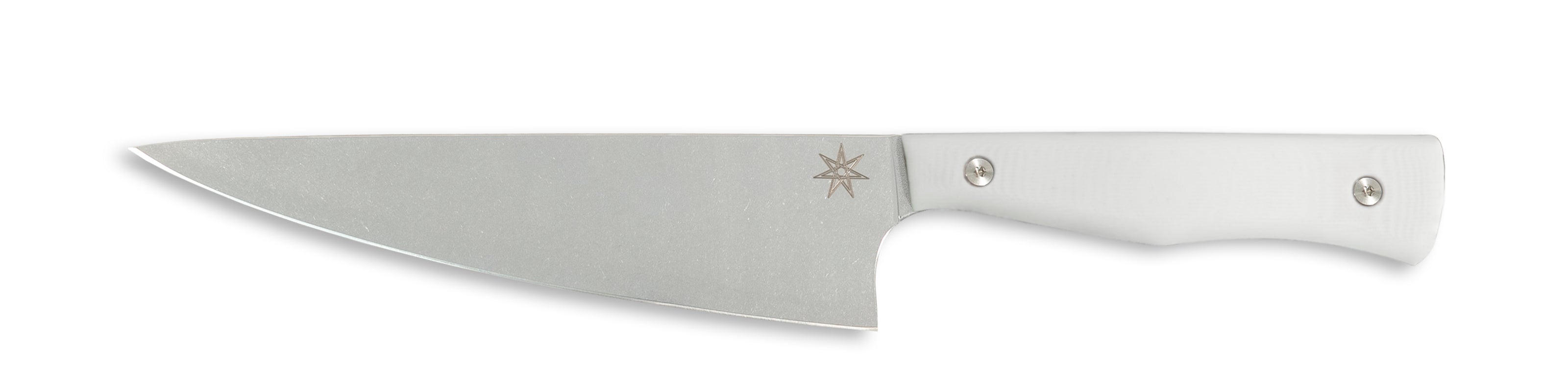 White 7" chef knife knife with stainless steel blade