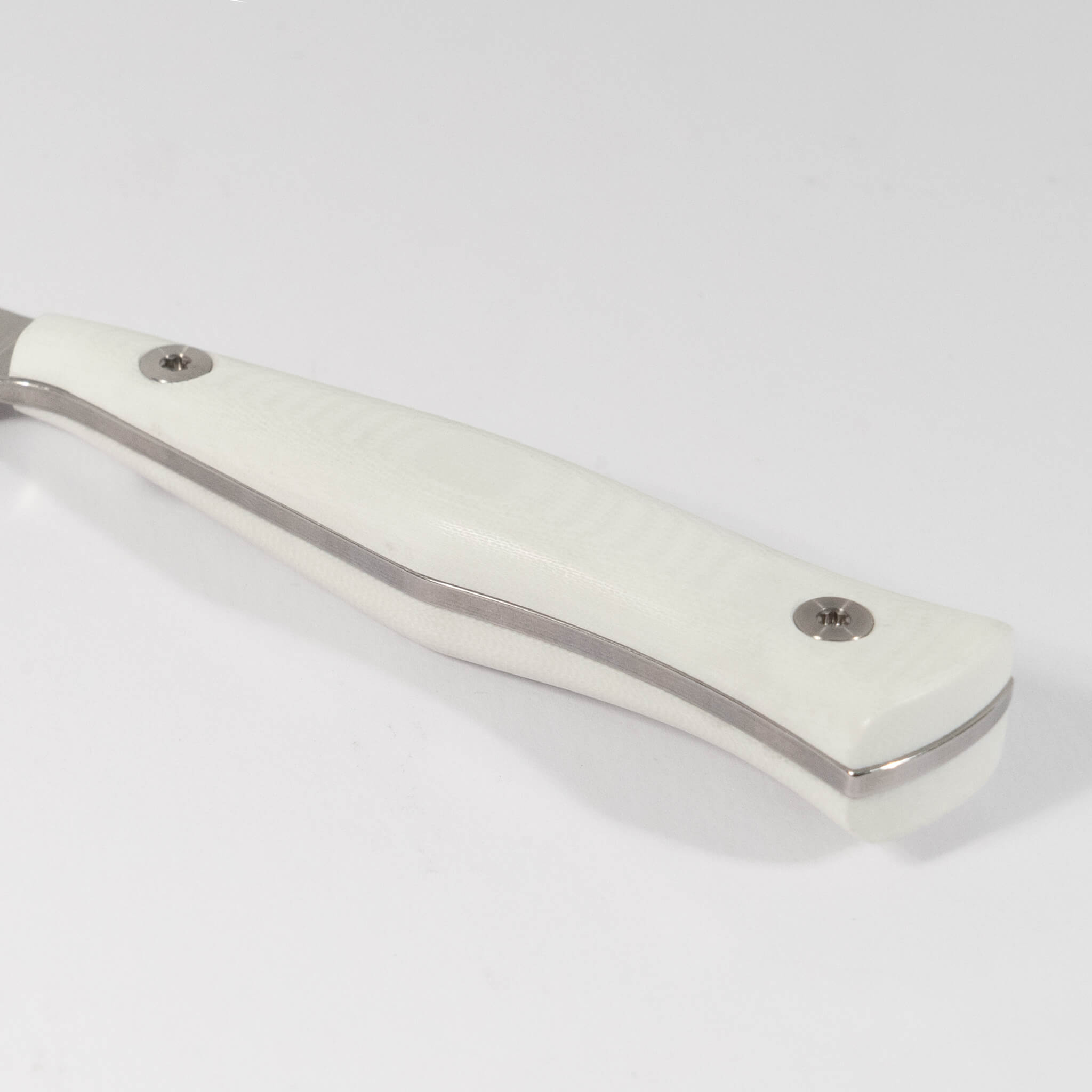 White G-10 kitchen knife handle Town Cutler 