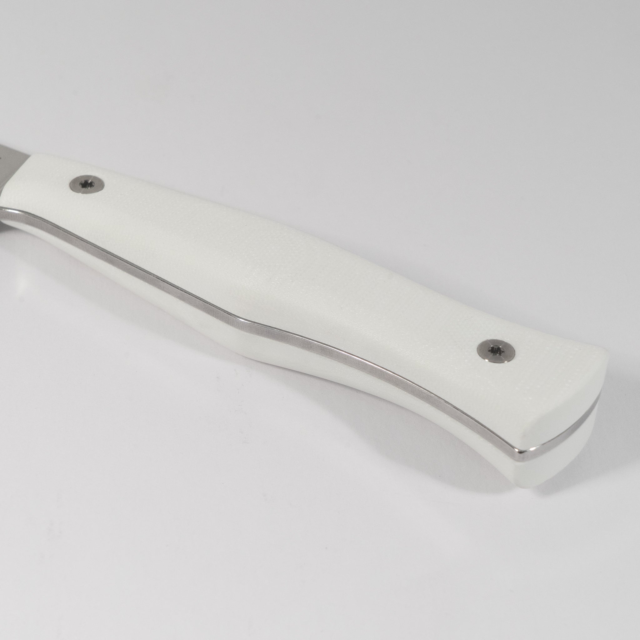 White G-10 kitchen knife handle Town Cutler 