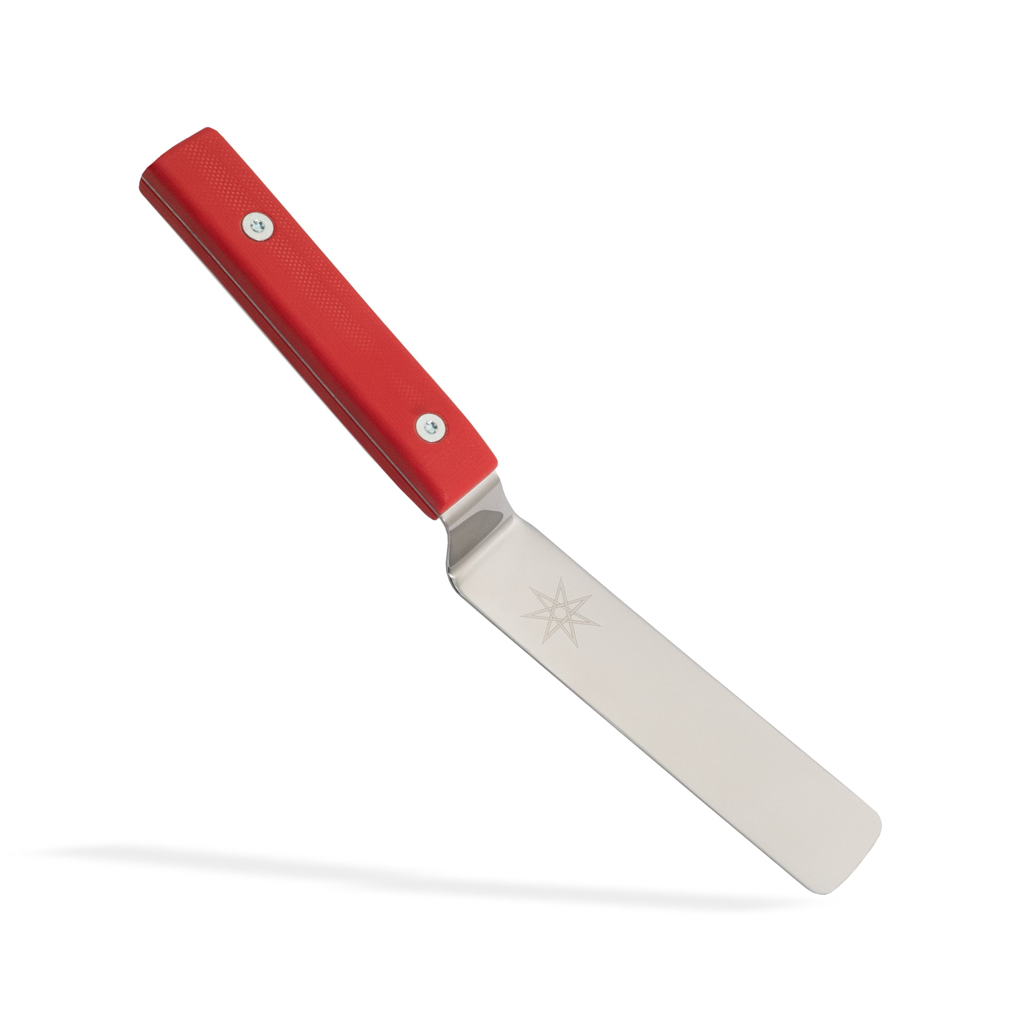 Stainless Steel offset palette knife kitchen spatula with red G10 handle