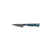 3" paring knife with stainless steel cerakote blade with blue micarta handle.