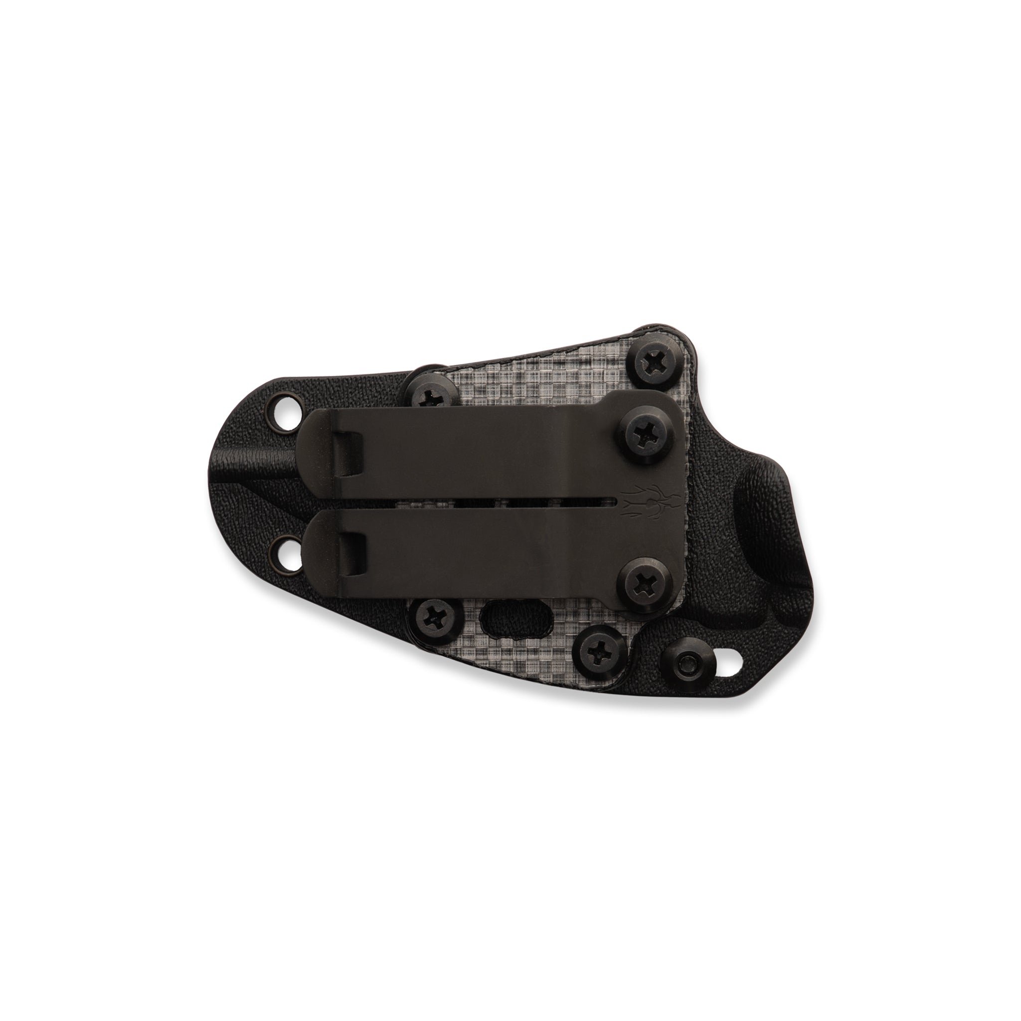 Black sheath for hunter knife back view with clip