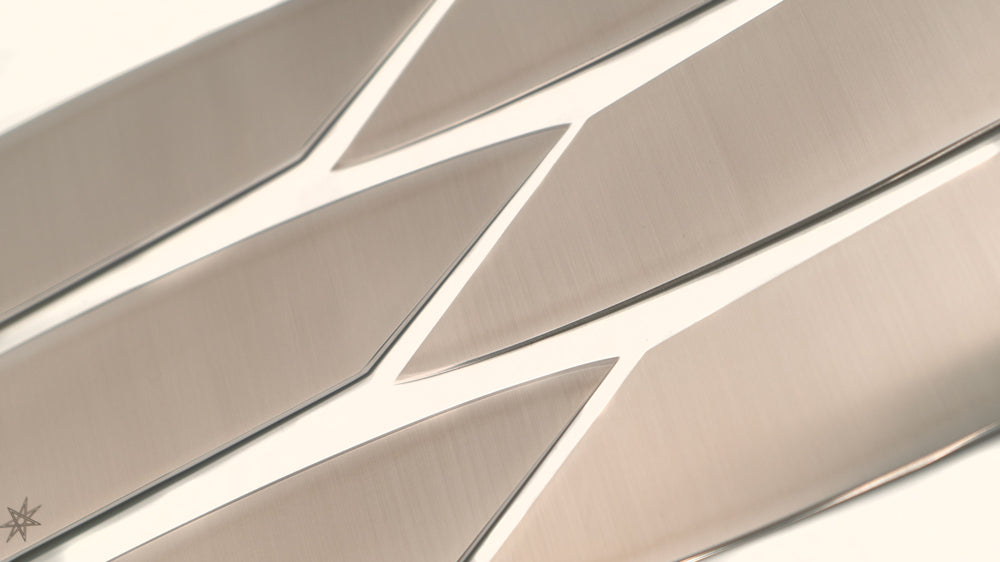 Close-up detail photo of Town Cutler Chopper Knife blades.