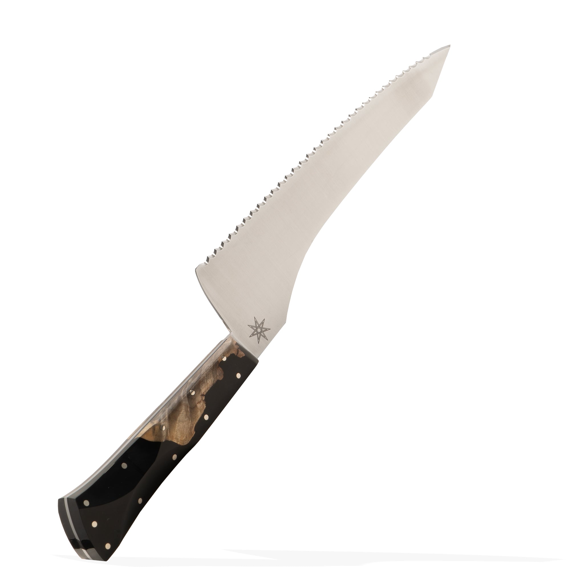 Detail view of Town Cutler Desert Dawn Bread Knife. 