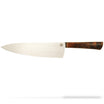 8.5" Chef's knife with a brown wooden ironwood handle on a white background