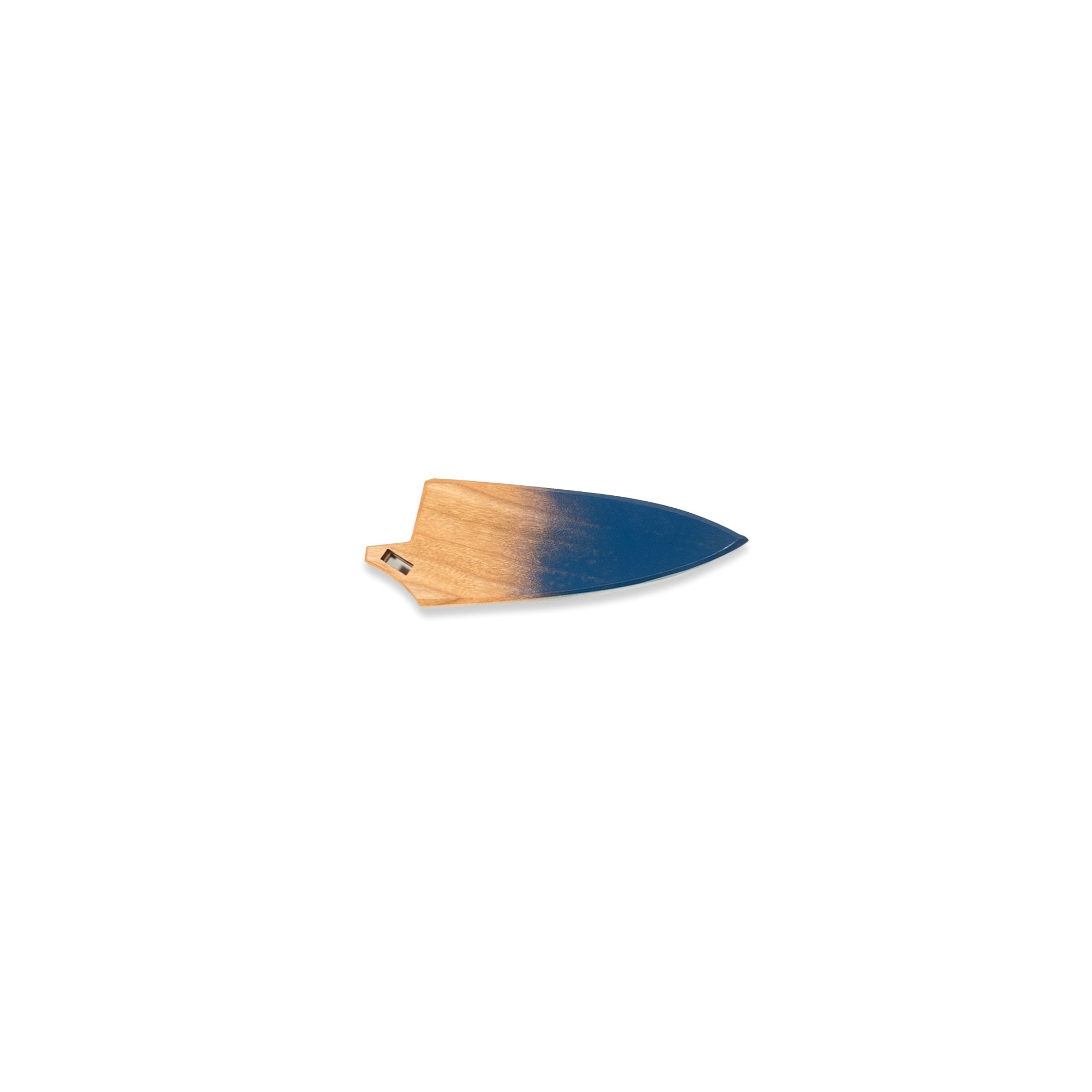 Blue painted and natural cherrywood saya knife cover for Town Cutler Tahoe Bliss Paring Knife